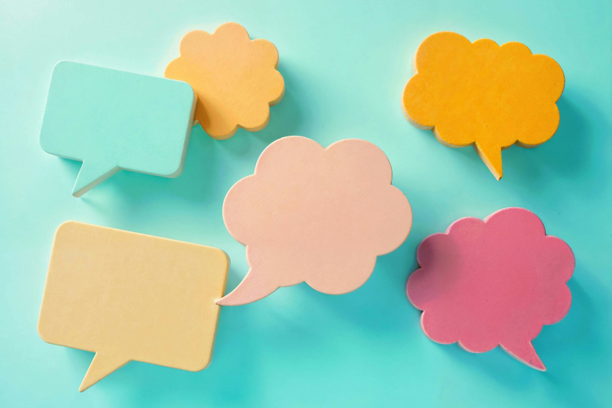 stripovski oblačići kao ilustracija za govor