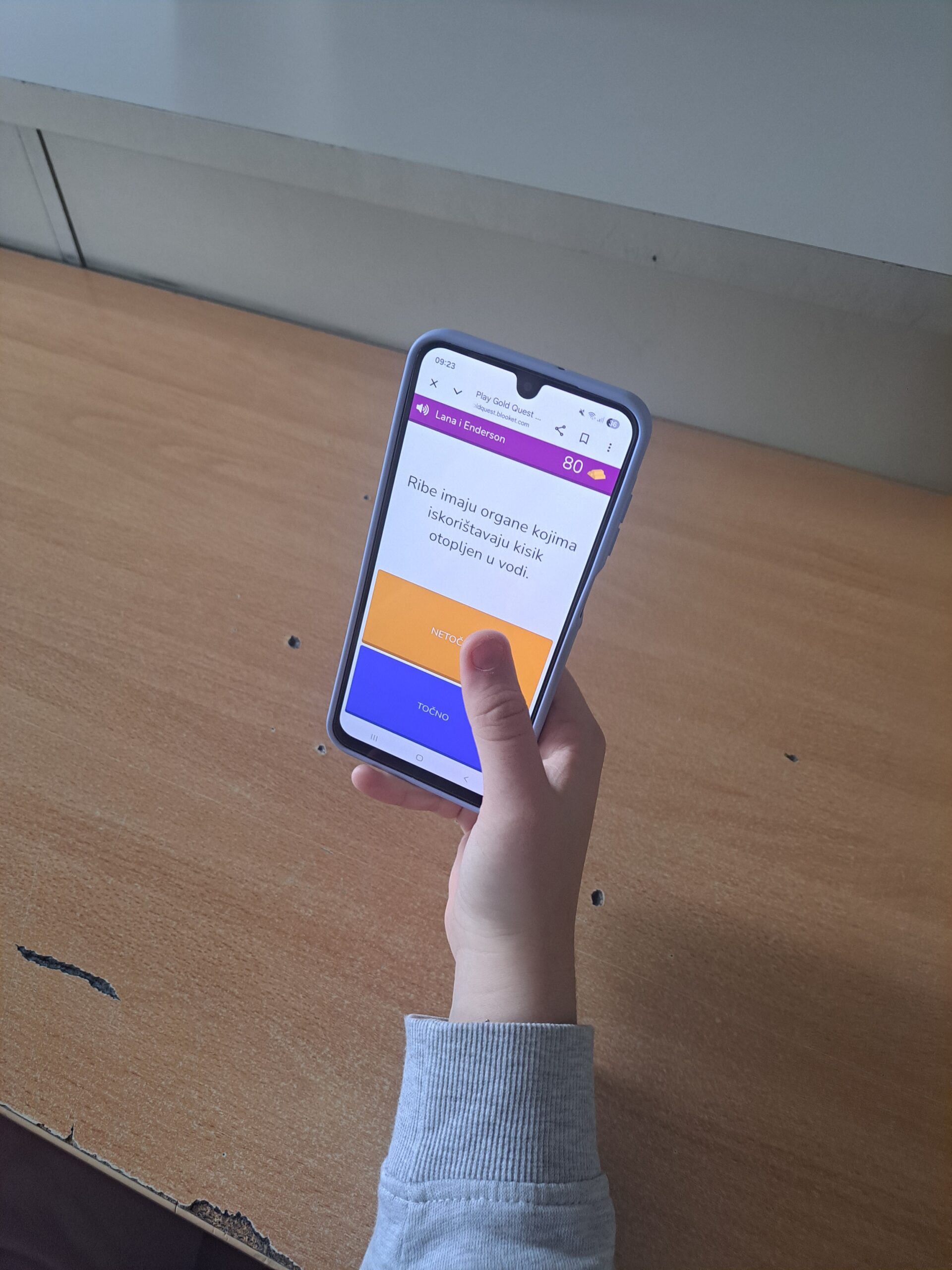 Učenici putem mobilnih telefona ili školskih tableta sudjeluju u igri Blooket.