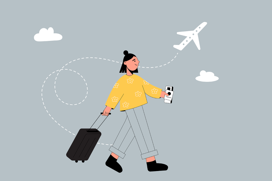 djevojka s koferom odlazi na putovanje